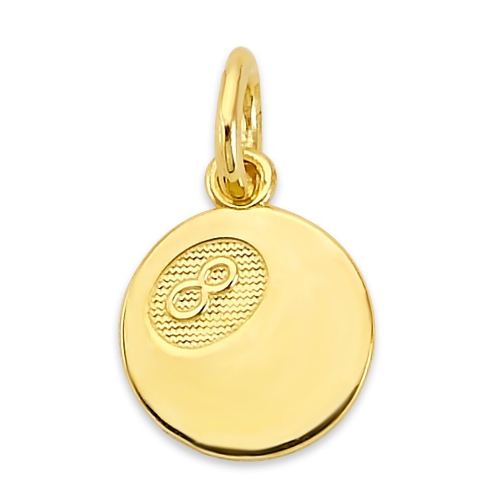 Solid 10k Gold 8-Ball Charm - Billiard Charm Good Luck Jewelry